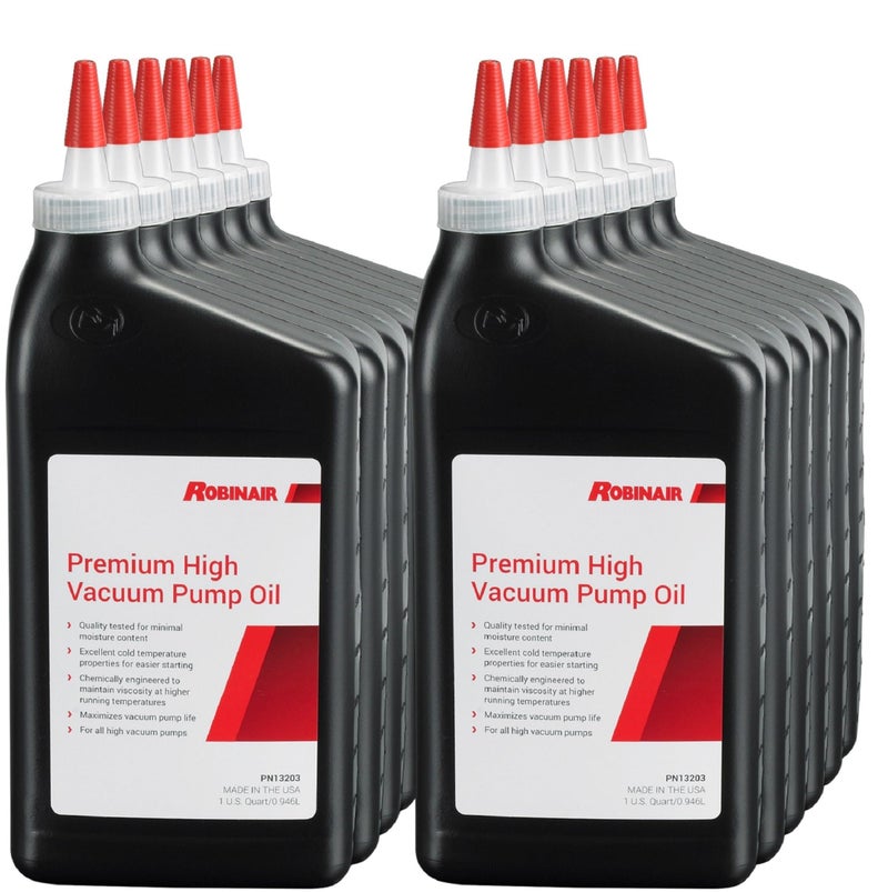 Robinair 13203 Premium High Vacuum Pump Oil, Quart (12-Pack) - Image 1